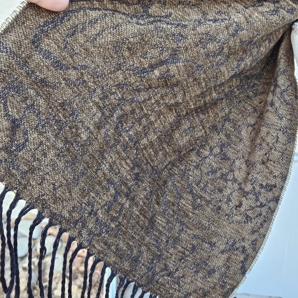 black and brown animal print scarf